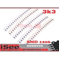 10X Resistor Smd 1206 3K3 3,3K Kilo Ohm 3300 Ohm Toleransi 1%
