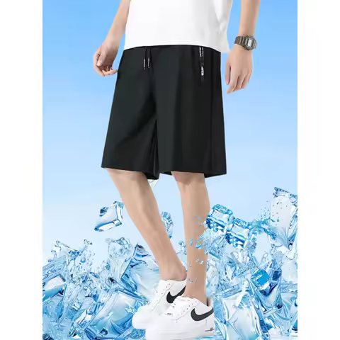 Black Shorts Y2k Clothes 2-Pack Men's Summer Outdoor Sports Ice Silk Quick-Drying Sports Male Elegan