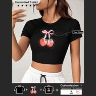 1pc Customized Women's T-Shirt, Exclusive Gift For Girlfriend/Wife | Customizable Text And Image, Up