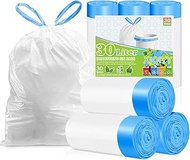 XIQIYY 30 L bin liners with drawstring, bin bags with carry handle, pack of 30 large bin liners with