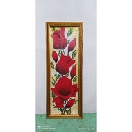 Original flower painting canvas media size 30x90 price only the painting