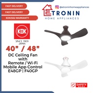 KDK 40" / 48" DC Ceiling Fan with Remote &amp; Wi-Fi Mobile App Control E48GP | F40GP (comes with LED Light)