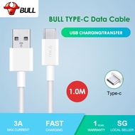 BULL Type C Cable(1M/1.5M) 3A Fast Quick Charge Charging USB Data Transfer Line Charger For OPPO Reno 2/Oneplus 7T/Huawei P40 Samsung s20+/S10/S9/Note 10/Note 9/Huawei P30/Mate 30 GNV-J6C10/C15