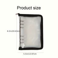 TEMU แฟ้ม A6 สีดำ มีซิป ปก PVC นุ่ม, ระบบแฟ้ม 6 ห่วง สำหรับใส่ซองใส่เงิน, และอุปกรณ์จัดระเบียบพลานาร