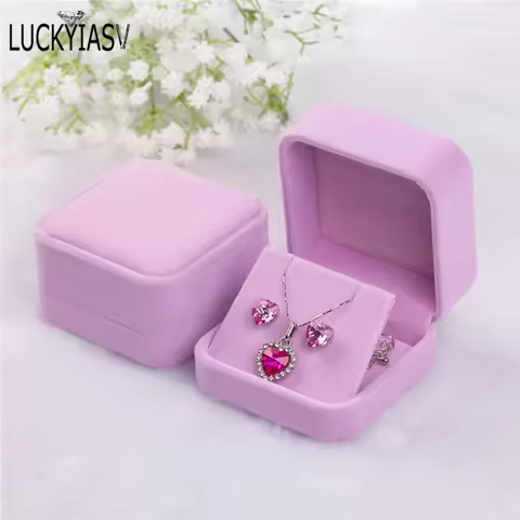 Velvet Jewelry Storage Boxes Earrings Pendant Jewelry Box Velvet Case Earrings Plastic Display Box 7