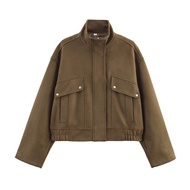 MUJER Suedeเสื้อแจ็คเก็ตผู้หญิงแฟชั่นZip Varsityแจ็คเก็ตผู้หญิงStreetwear Outerwearsผู้หญิงเสื้อแขนย