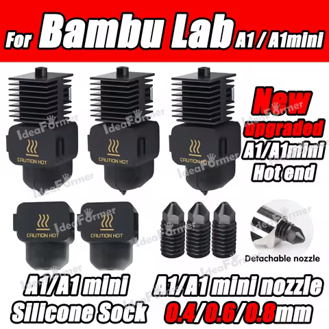 For bambu lab A1 Nozzles Assembly 3D printer Hot end 0.4/0.6/0.8mm Nozzle Hardened steel For bambula