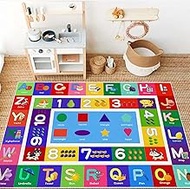 ABC Kids ABC Alphabet Rug - 2.7' x4' Number Alphabet Shape Fruit Learning Educational Area Rug - Lar