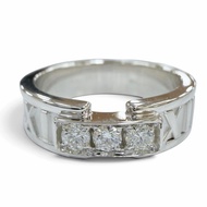 全新☆TIFFANY&Co. Tiffany Atlas 戒指 750 (WG) 3顆鑽石白K金戒指，5JP11.5，義大利製造，重7.42克，女士款