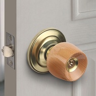Wood Cylindrical Door Knob Lockset Stainless Steel Round Ball Style Bedroom Handle Lockset Tombol Pintu Bilik