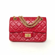 CHANEL 2.55口蓋包迷你紅色牛皮30開金扣肩背包