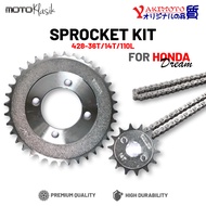 YAKIMOTO CHAIN AND SPROCKET SET FOR DREAM/VEGA FORCE/SNIPER150/SMASH/FURY/CB110/XRM/TMX SUPREMO