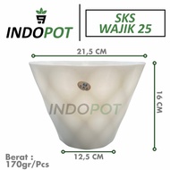 Pot Bunga Plastik SKS Wajik 25 Warna Putih Tebal Unik 