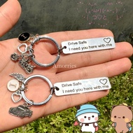 GANTUNGAN Unique and Cute Drive Safe Couple Keychain/ Drive Safe Couple Keychain Heart of the Road, 