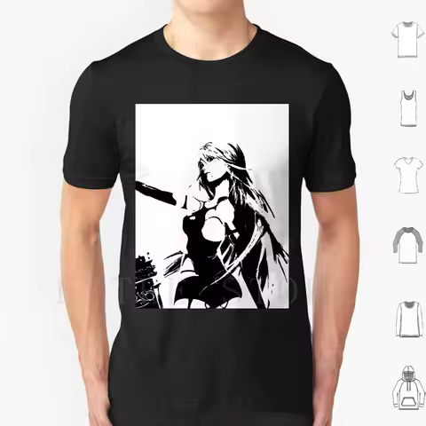 Weathered A2 Nier Automata Close Up T Shirt Cotton Men DIY Print Nier Automata 2b A2 9s Emil Black W