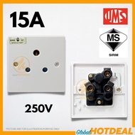 (SIRIM) UMS 15A UNSWITCHED OUTLET Socket Round Pin 15amp Socket 1 Gang Switch Socket UMS 1015B Suis 