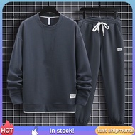 <moreallready> Athleisure Set Sweatshirt Set Men's Sportswear Set Long Sleeve Pullover Sweatpants Su