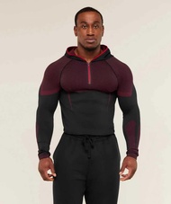 Gymshark onyx5 Mens Long Sleeve Sports Fitness Quick-drying Breathable Stretch Half Zipper Tight Tra