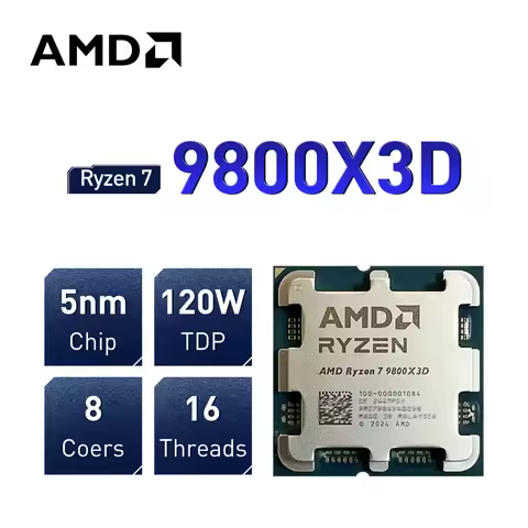 NEW AMD Ryzen 7 9800X3D Processor 8-Core 16-Thread 4.7GHz R7 9800X3D L3=96M Socket AM5 PCIe® 5.0 but