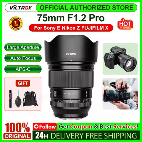 Viltrox 75mm F1.2 Pro Cameras Lens APS-C Auto Focus Lens For Sony E Nikon Z Fujifilm X Mount Mirrorl