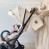 GANTUNGAN Stroller Pouch Bag/Baby Diaper Bag/Korean Diaper Pouch/Pouch Bag/Baby Bag/stroller Bag Hanger/Travel Hanging Bag/Diaper Bag Import Versatile Multifunction Cute Bear Small Bear