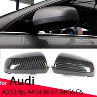 Carbon Fiber Rear View Door Wing Side Mirror Cover Caps Shell Case for Audi A3 S3 8P 05-08, A4 S4 B6