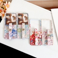 With Lanyard For Motorola Moto Razr 60 Ultra Razr 50 60 5G Relief Watercolor Flowers Hard PC Shockpr