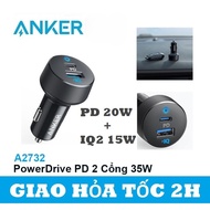 Anker PowerDrive PD+ 2 35W Car fast charger, 2 charging ports PD20W + IQ2 15W - A2732