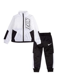 Nike Kids Baby Boy's Color Block Full Zip Hoodie and Jogger Pants Two-Piece Track Set (2T, White(76e