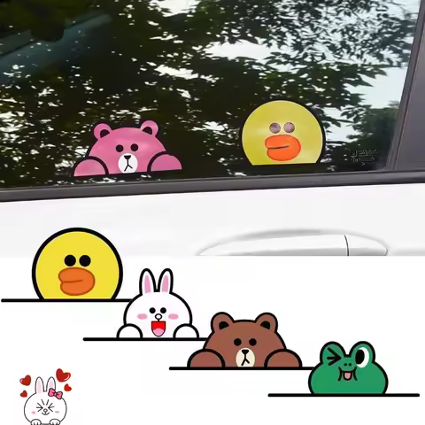 LINE FRIENDS Brown Cony Sally Cartoon Car Window Stickers Waterproof Vinyl Decals for Auto Body Rear