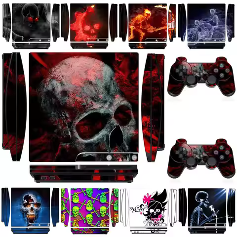 Skull 251 Vinyl Skin Sticker Protector for Sony PS3 Slim PlayStation 3 Slim and 2 controller skins S