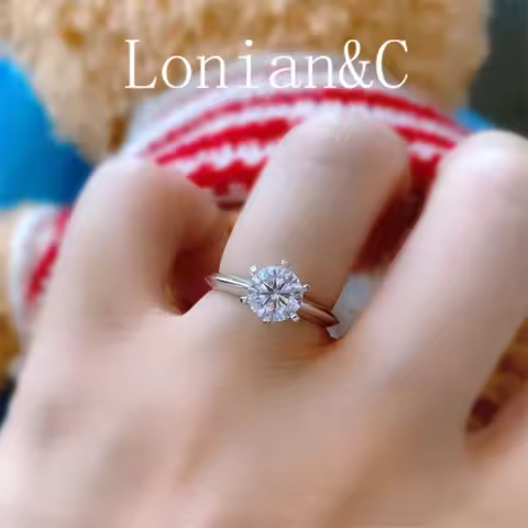14K White Gold Classic 6 Prong Wedding Ring Labo Diamond 1CT, 2CT, 3CT Moissanite PT950 Platinum Rin