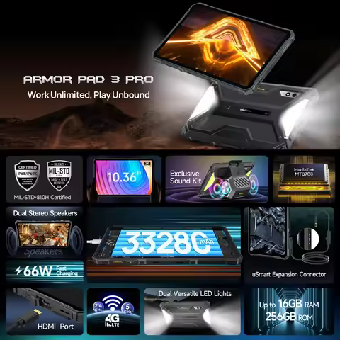Ulefone Armor Pad 3 Pro Rugged Tablet PC 33280 mAh MediaTek MT8788 16GB RAM(8+8) 256GB ROM 50MP 10.3