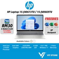 HP Laptop 15-fd0669TU Gold / 15-fd0673TU / 15-fd0540TU Silver i3-N305 Intel UHD 8GB DDR4 512GB SSD 1