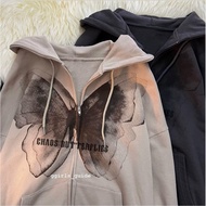 ZIPPER SWEATER HOODIE / BUTERFLIES OVERSIZE WOMEN'S JACKET HOODIE / WOMEN'S HOODIE