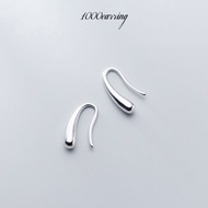 1000earring 925 Sterling Silver Droplet Stud Earrings - Silver
