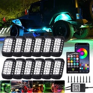 Rock Lights Remote APP Control RGB 3D Lens LED for Offroad RZR SUV ATV UTV Jeep Neon Underbody Under