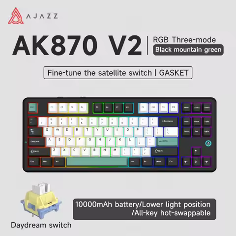NEW AJAZZ AK870 V2 Wireless Mechanical Keyboard TFT Display GASKET Hot Swappable RGB Office Gaming K