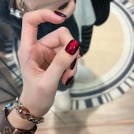 Handmade Artificial Nail Pigeon Blood Red Cat Eye Red Glass Beads Fake Nail Phototherapy Nails Reusa