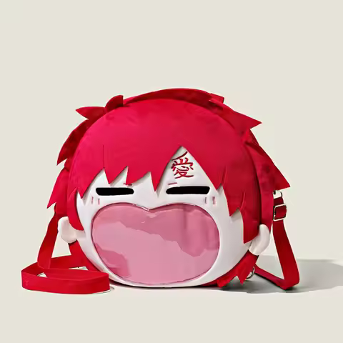 Naruto Shippuden Gaara Ita Bag Backpack and Crossbody Bag 2-in-1 Cute Anime Pin Can Put Badge Displa