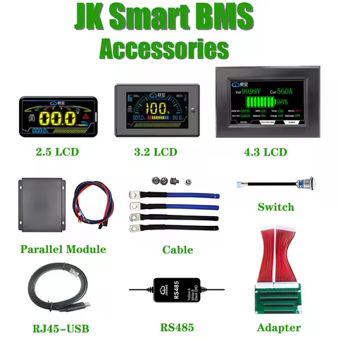 JK BMS Accessories Smart Display 3.2 4.3 LCD Start Switch Protection Board Cable Lifepo4 Battery Ada