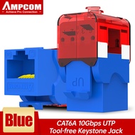 AMPCOM Tool Free RJ45 Keystone Jack CAT6A CAT6 CAT5E Tool-Less RJ45 UTP Keystone Jack No Punch-Down