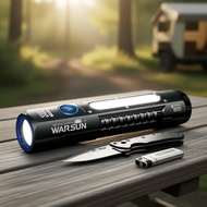 WARSUN SQ03 8-Mode LED Rechargeable Flashlight, Compact Portable Torchlight for Camping, Hiking, Eme