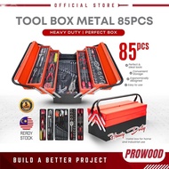 PRODIY 85PCS / 86PCS Metal Tool Box Set Tool Box Heavy Duty Spanar Set Impact Socket Cordless Drill 