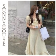 Streetwear V-Neck Long Sleeve Silk Dress, Ladies Long Dress