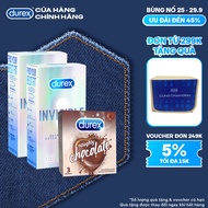 Bộ 2 hộp bao cao su Durex Invisible siêu mỏng (52mm 10 bao/hộp)+ 1 Durex Naughty Chocolate hương cho
