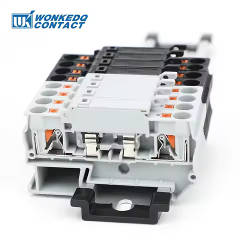 10Pcs Fush Terminal Block PTC4-HESI Disconnect Lever Push-in Connector Din Mount With 5x20mm 0.5A-10