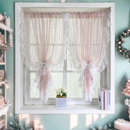 Floral Embroidery Sheer Lace Curtain with Ruffle Trim Romantic Gauze Curtains for Girl's Bedroom Liv