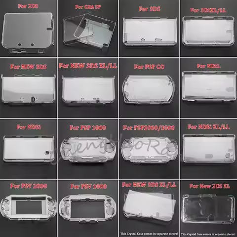 Crystal Protective Case Cover Hard Shell Skin Case For NDSL NDSi XL LL GBA SP PSP 2000 3000 PSV 1000