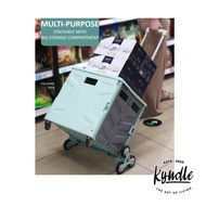 Compact Foldable Trolley Cart Box With Wheels Handle Grocery Shopping Large Capacity Weight Eco Friendly